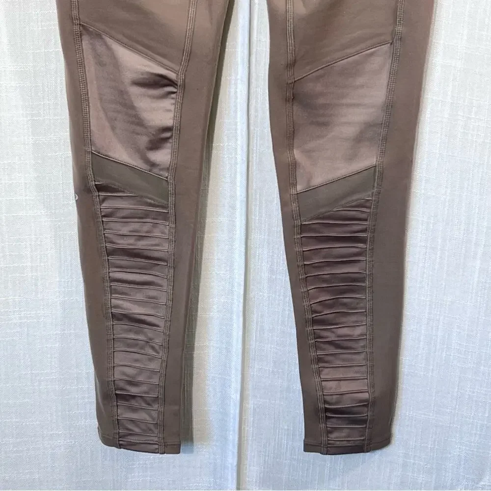 Alo Yoga Moto Gravel Gloss High Waisted Athletic Workout Gym Leggings Size S